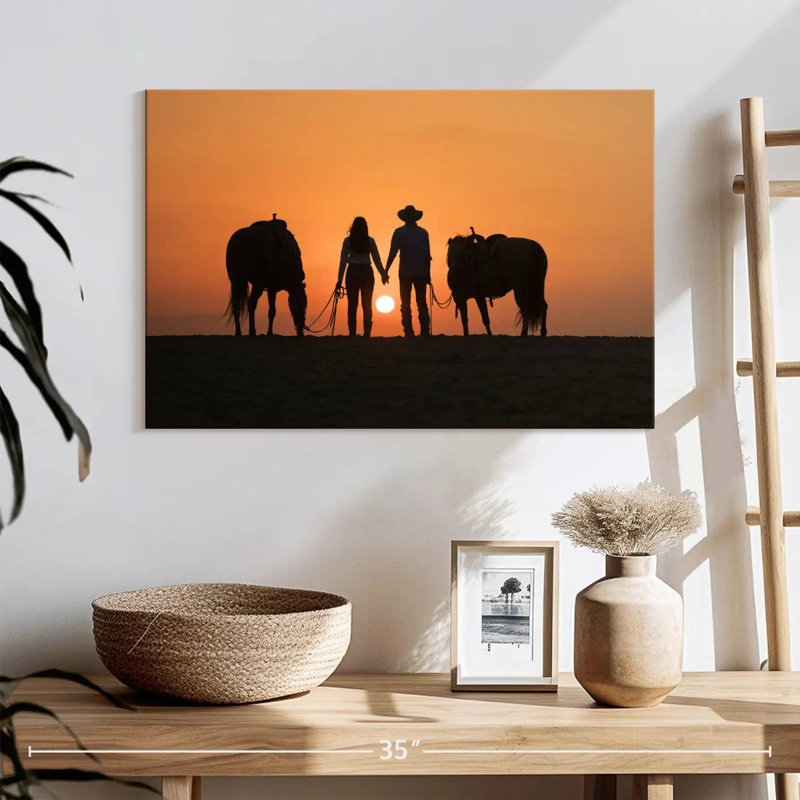 Couple de cowboys Hardie, H 16 po x l 24 po