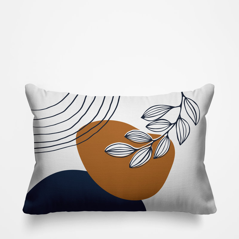 Coussin intérieur / extérieur Lupita, Orange / bleu marine