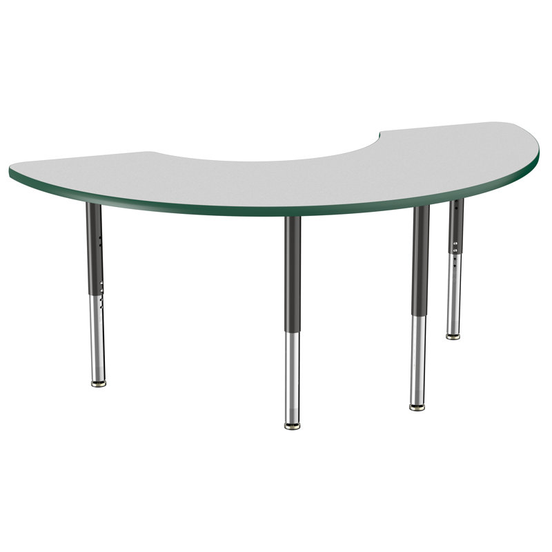 Table d'activité demi-lune 36 "x 72" avec pieds réglables, Grey/Green/Black, Super