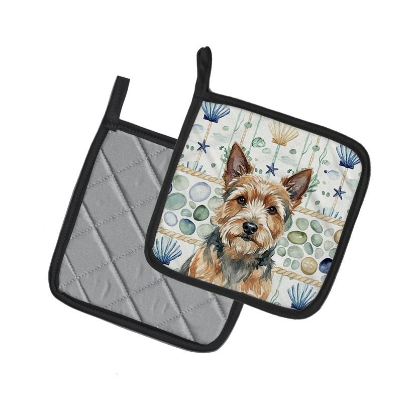 Paire de poignées en verre Norwich Terrier