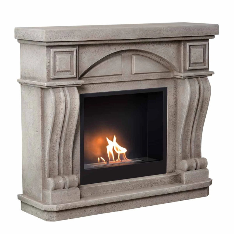 Marlow Home Co. 114.5cm W Stone Effect Bio-Ethanol Fireplace