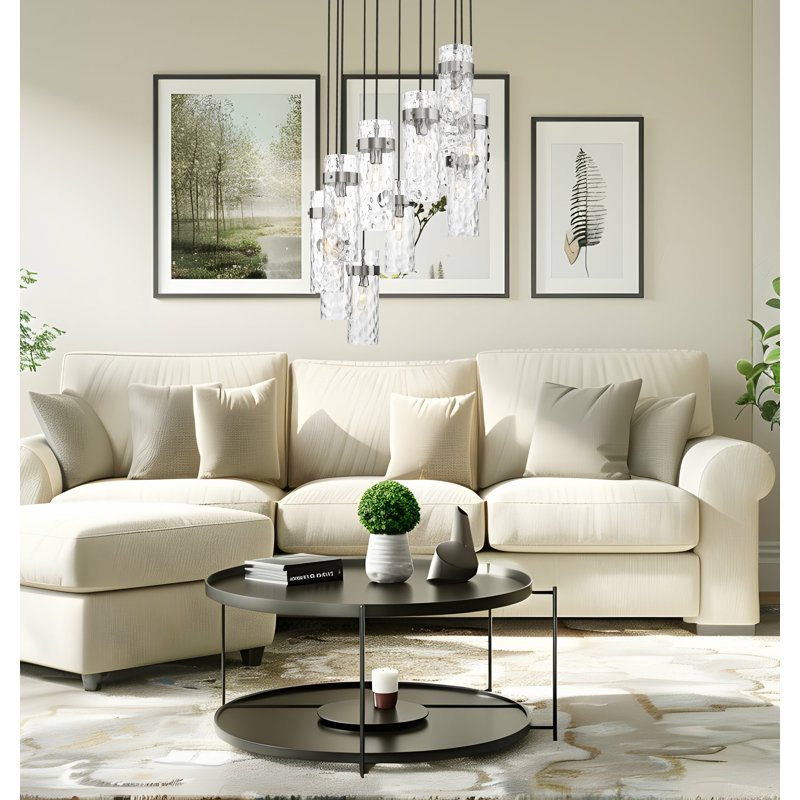 Lustre 11 lumières Lansford, Nickel brossé
