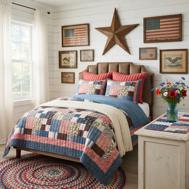 Greenland Home Fashions Shiloh Calico 2-Piece Twin Size Quilt Set 68x88 + 20x26, Twin Quilt + 1 Standard Sham