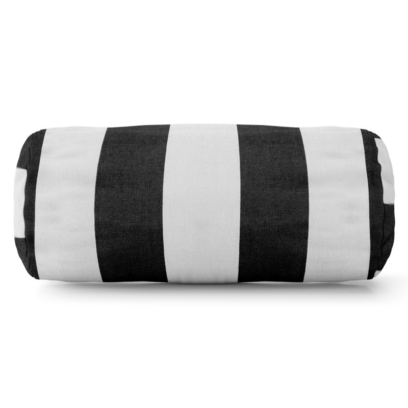 Housse et insert de traversin d'extérieur à rayures verticales, Noir/crème
