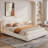 Queen Curved Headboard Boucle Upholstered Bed Frame, Platform Bed with Metal Frame and Wood Slat Support, No Box Spring Required-63120676-65946680