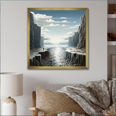 Black White Cliff Jagged Solitude II - Landscapes Wall Art Living Room