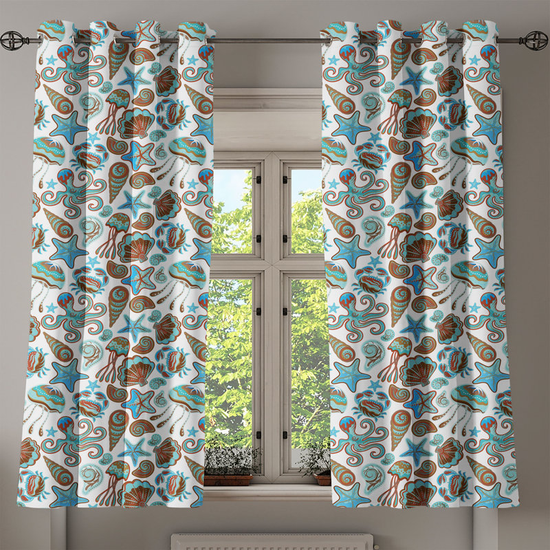 Rideau décoratif à 2 panneaux et à œillets Dakota Fields, 50 po x 96 po, brun turquoise, L 50 po x L 54 po
