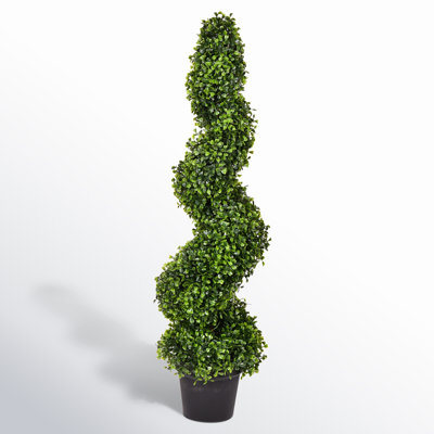 Artificial Potted Green Boxwood Spiral Tree