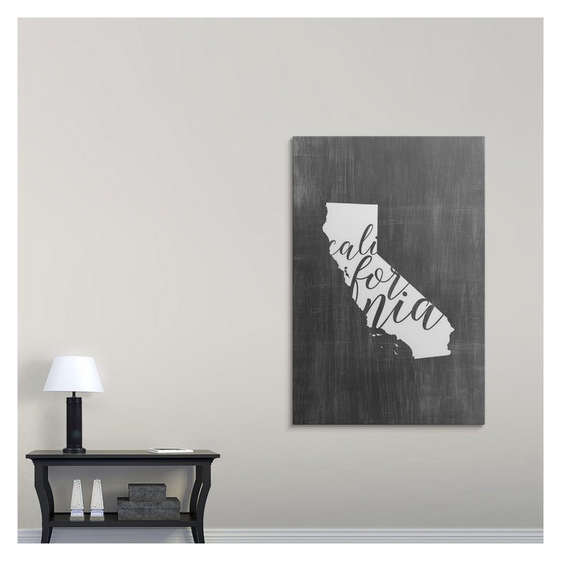 «Home State Typographie California», impression graphique, H 60 po x l 40po x P 1,5 po, Toile