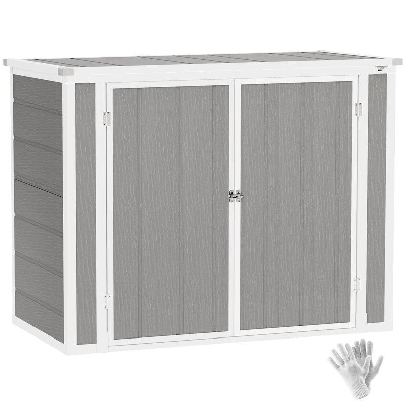 Trash Can Shed 5 ft. W 2 ft. D Polypropylene Garbage Shed, Grey