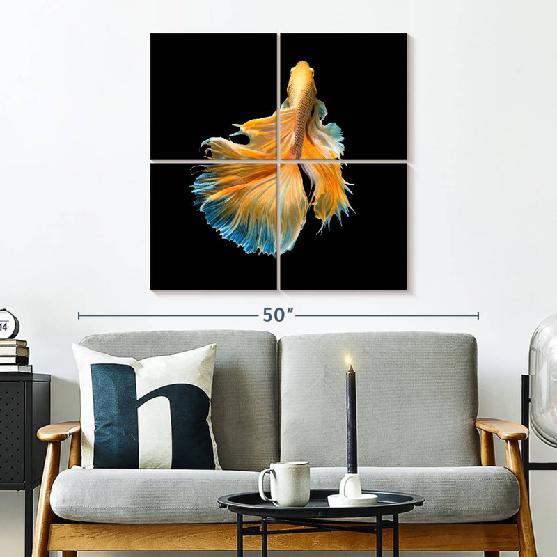 Brampt Yellow Fighter Fish Grandiose, 32" H x 32" W