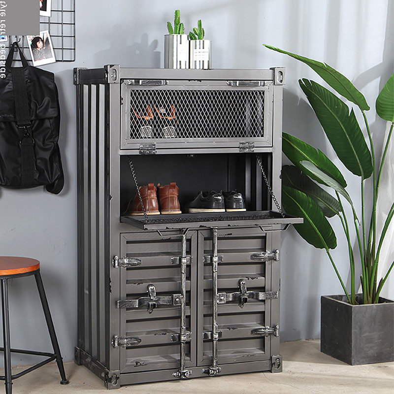 12 Pair Shoe Storage Cabinet, Gray