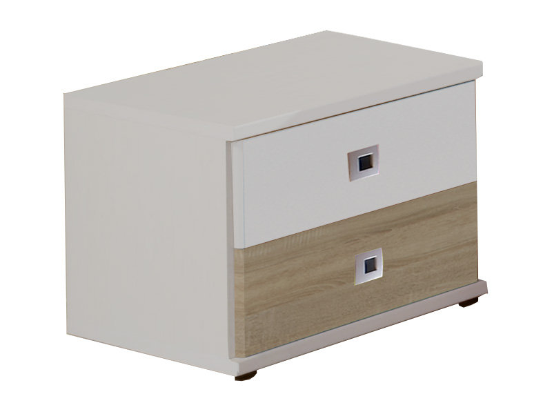 Sunny 2 Drawer Nightstand, White/Grey
