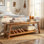 Banc de rangement en bois massif de 63 po pour bout de lit, banc de chambre rustique avec tablette, style maison de campagne