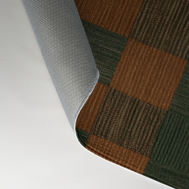 Tapis d'intérieur et d'extérieur à carreaux brun, Rectangulaire 3 pi x 5 pi