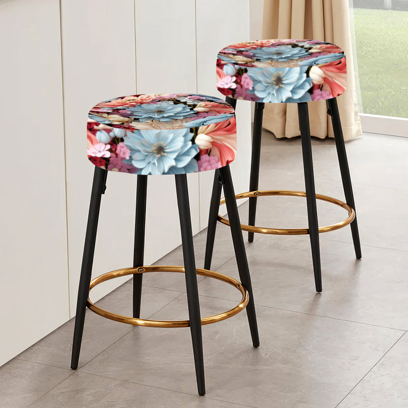 Ensemble de 2 tabourets de bar style pastel victorien à motif pastel