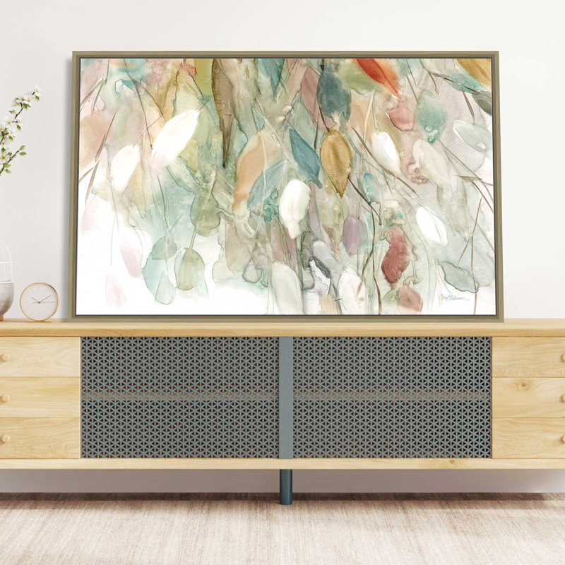 Rainy Cascade I - Peinture, L 51,5 po x H 31,5 po, Encadrement brun