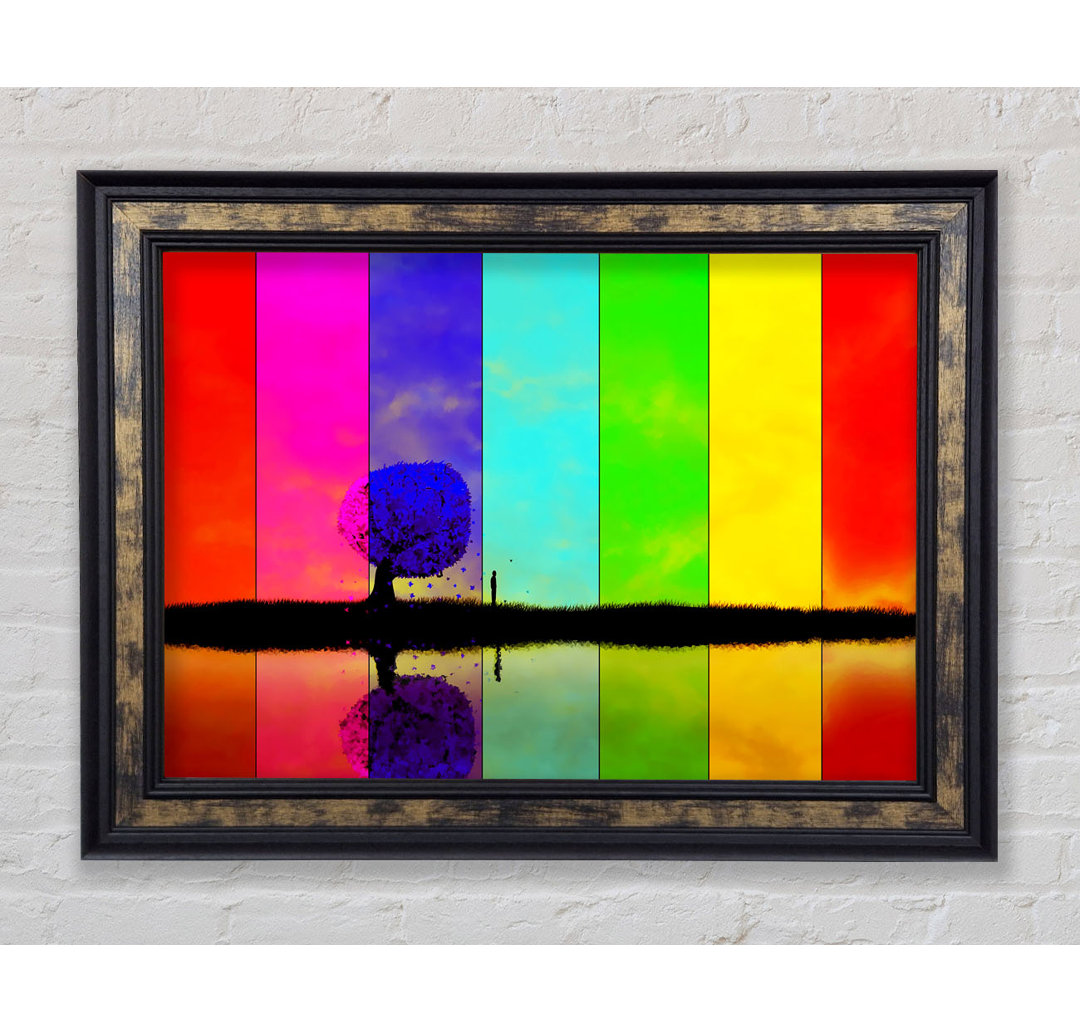 Rainbow Stripes Tree - Bilderrahmen Kunstdrucke