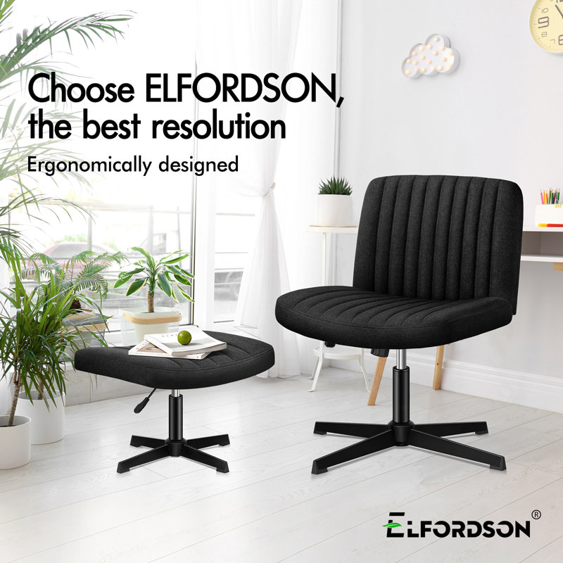 Brayden Studio Criss Cross Chair, Linen, Black
