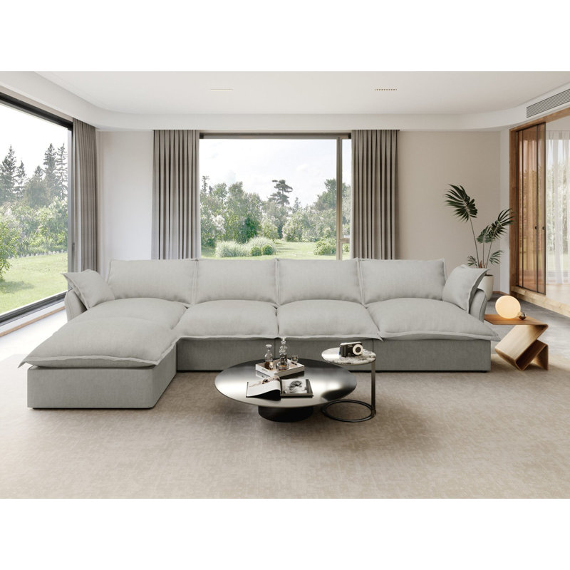 Canapé modulaire rembourré en duvet, canapé convertible Comfty, H 36,5 po x l 146,6 po x P 72 po, 5, Gris