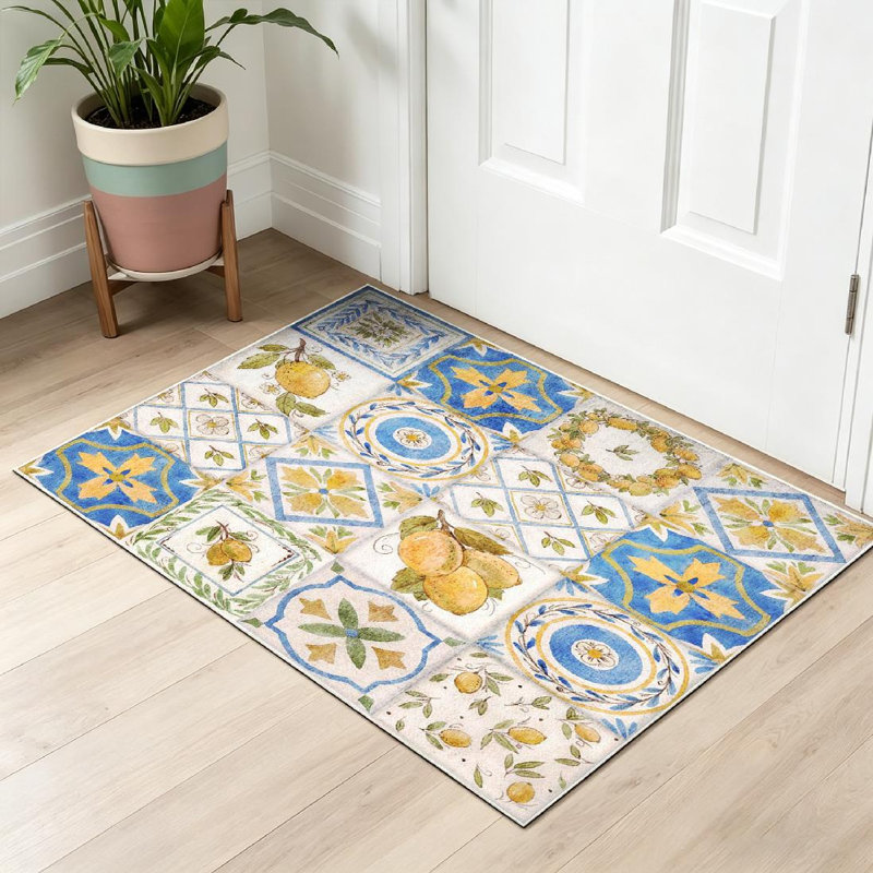 Tapis décoratif carré lavable transparent à l'aquarelle, Rectangle 32 po x 47 po