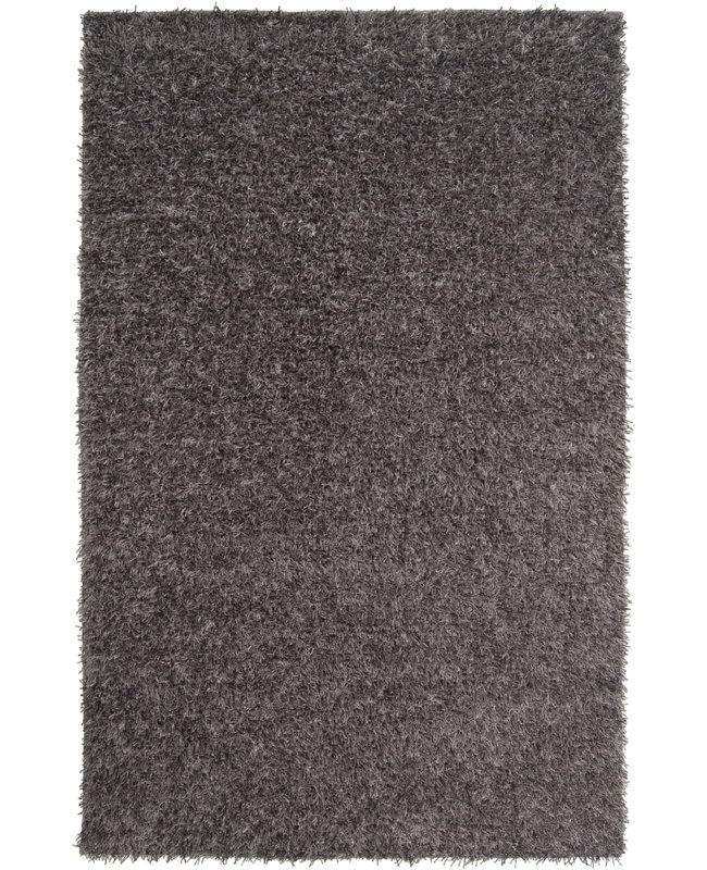 Tapis en laine gris éléphant tissé à plat et fabriqué à la main Reina, Rectangle 5 pi x 8 pi