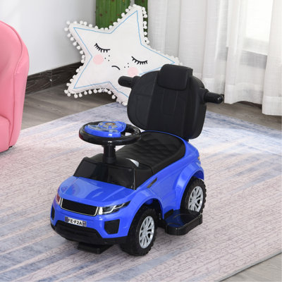 Ride On Push Car Stroller With Storage Space And Secure Bar For 12-36 Months 2 In 1 ' Removable Guardrail Sound System Ages 1-3