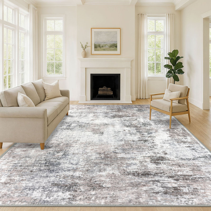Machine Washable Area Rug Abstract Rugs with Non-Slip Backing for Bedroom Living Room, Rectangle 10' x 14'