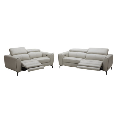 Solaya Light Grey 2pc Leather Living Room Set -  Orren Ellis, 7F1EF2D47724460B97A72C469E8D964E