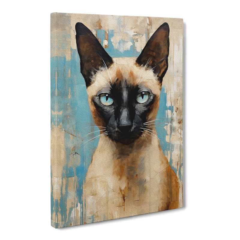 Siamese Cat Gestural - No Frame Print, 60cm H x 40cm W x 3cm D