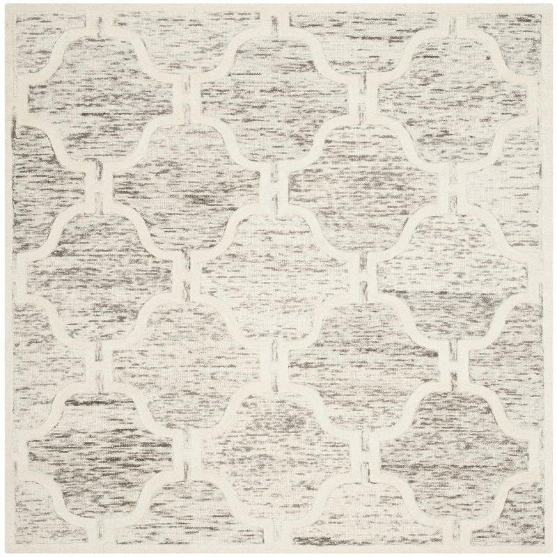 Angulay Hand Tufted Wool Geometric Rug, Square 6'