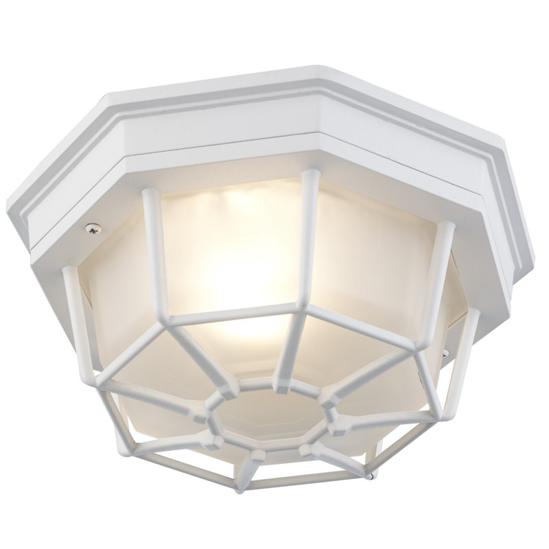 Plafonnier encastré d'extérieur à 1 ampoule Basham, Blanc, H 4 po x l 9 po x P 11 po