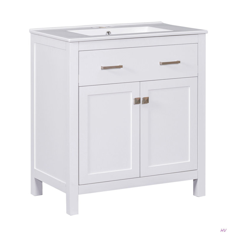 Ensemble de meuble-lavabo moderne 60 po avec lavabos doubles (séparés), lavabos doubles en céramique, tablette réglable, portes à fermeture en douceur et tiroir rabattable - Solution de salle de bain moderne pour salles de bain spacieuses