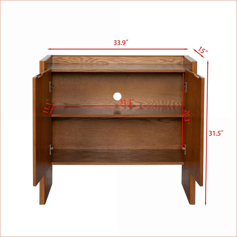 Cabinets, Walnut Brown Rustic Storage Cabinet with Adjustable Shelves, 33.9"×15"×31.5" | Rustic/Lodge | Living Room