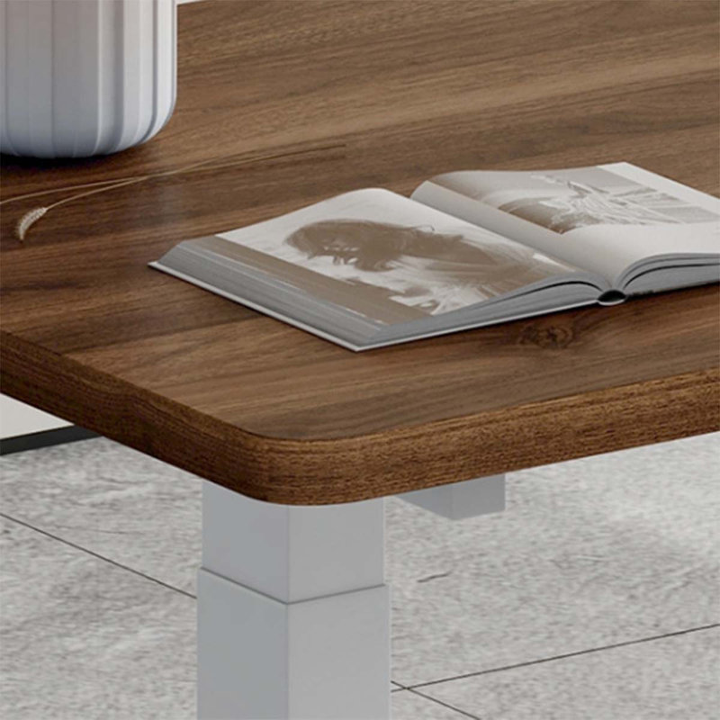 Electric height-adjustable computer desk, 28.74" H x 62.99" W 27.56" D, Nut-Brown/White