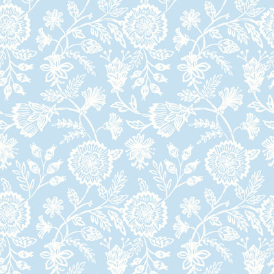 Evelyn Trail - Soft Petrol 10m Wallpaper