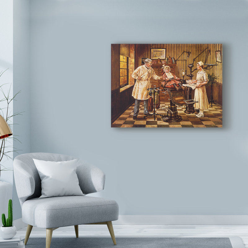 « dentiste office », reproduction de peinture à l’acrylique sur toile tendue, H 35 po x l 47 po x P 2 po