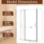 Porte de douche semi-pivotante de l 34 po x H 72 po, verre trempé de 1/4 po de 6 mm d'épaisseur, réglage de la largeur de la balançoire peu encombrante de 1 po, porte de l'emballage industriel résistant aux chocs H, joint magnétique de fuite de 6 mm / zéro