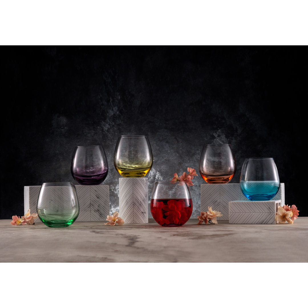 JoyJolt Hue Colored Wine Glasses, 15oz (Set of 6) JoyJolt