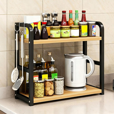 2 Tier Spice Rack Kitchen Countertop Organizer Shelf 
