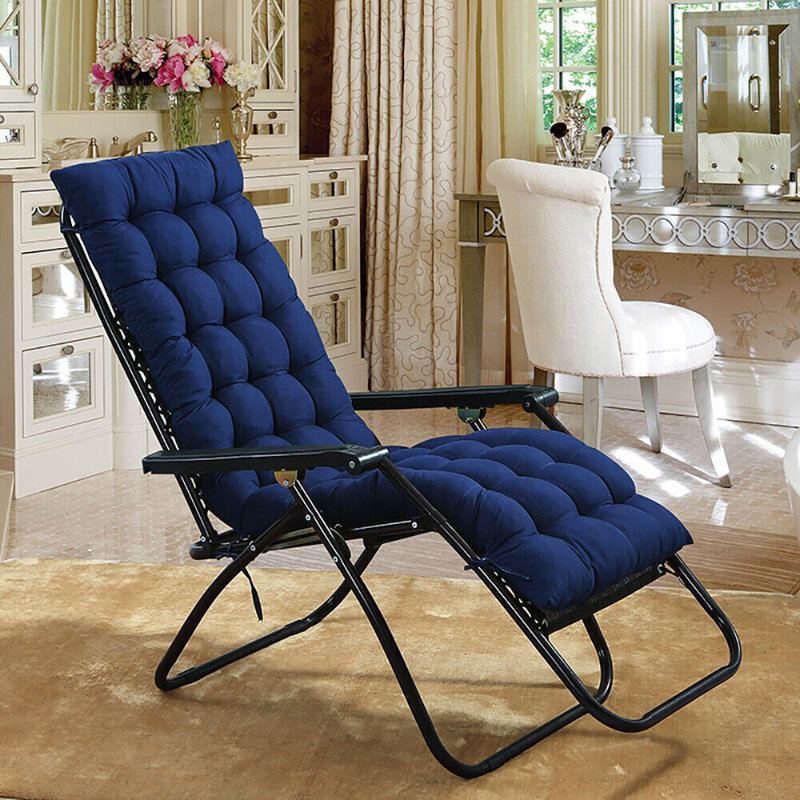61 po x 19 po Coussin de chaise longue pour terrasse et coussin moelleux, Couleur unie, Bleu très foncé