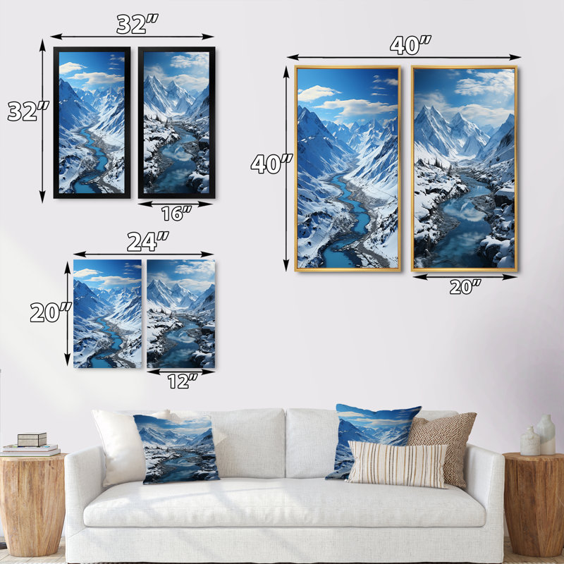 «Alaska Glacial Flow», 2 pièces sur toile, Encadrement brun, H 32 po x l 32 po