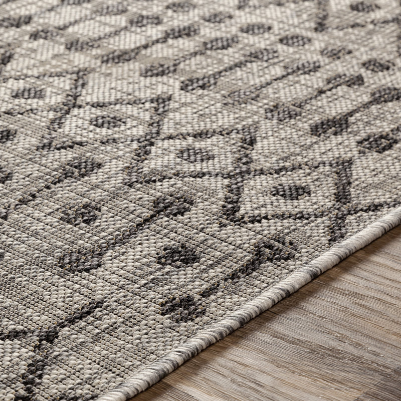 Tapis intérieur / extérieur kaki / gris anthracite Hongming Southwestern, Rectangle 7 pi 10 po x 10 pi 3 po