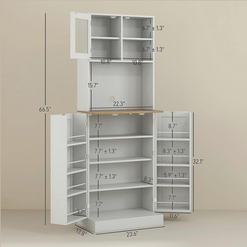 Microwave Cabinet with Adjustable Shelves,Tall Kitchen Pantry Cabinet,Kitchen Hutch