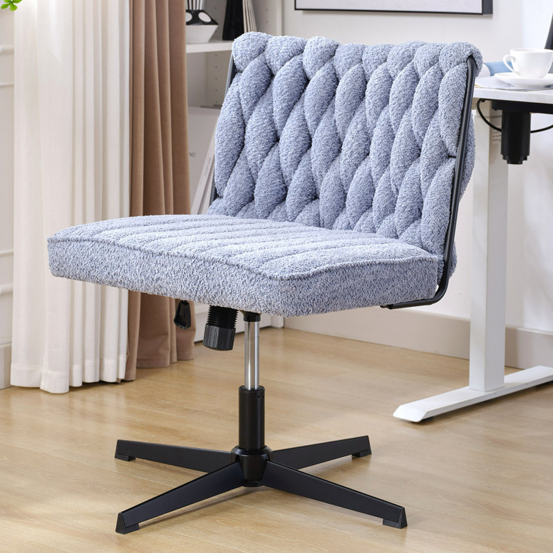 Fauteuil de bureau sans accoudoirs sans roulettes, bleu