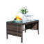 Table basse d'extérieur avec plateau en verre trempé - Coussin beige, assemblage requis, beige, 80 cm