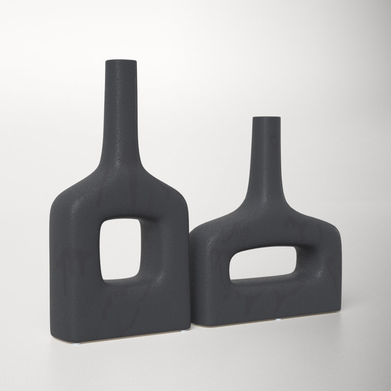 16'' Stoneware Table Vase, Black
