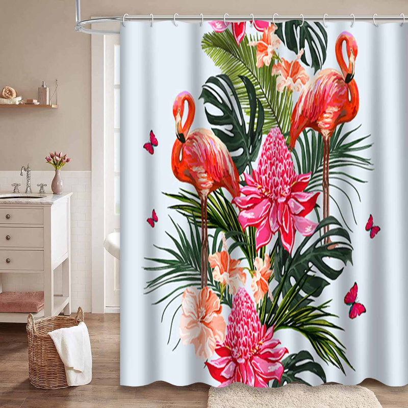 Rideau de douche imperméable à motif floral avec 12 crochets, L 72 po x l 72 po