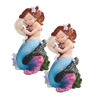 "Ensemble de 2 pièces" ICE ARMOUR 6,5 "H sirène avec hippocampe Figurine Figurine Ornement de décoration maison / chambre et idées de cadeaux parfaits pour le réchauffement de la maison, les fêtes et les anniversaires