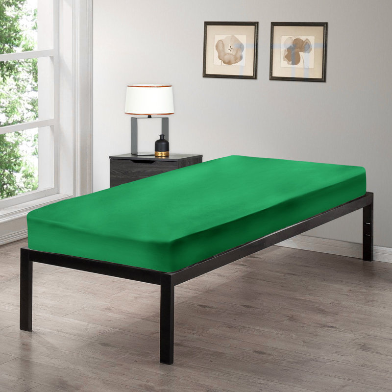 Percale Fitted Sheet, Green
